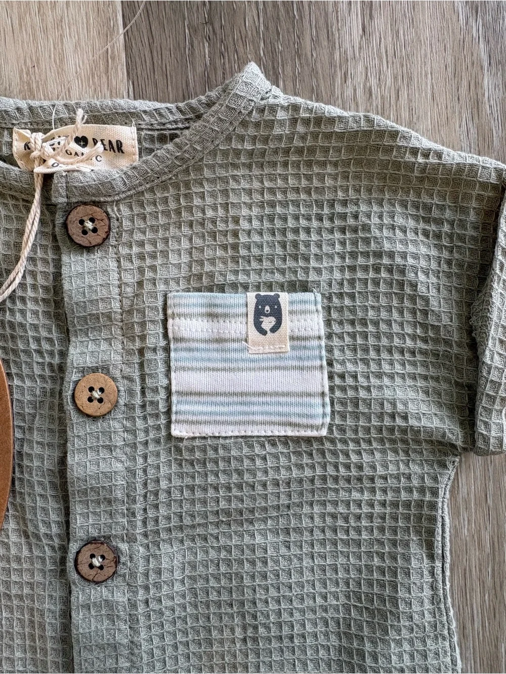 Rabbit + Bear Organic Sage Waffle Romper 0-3 months